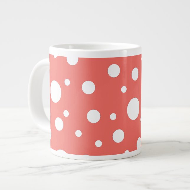 Coral Polka Dot Jumbo Mugg (Framsida vänster)