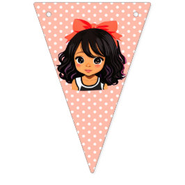 Coral Polka Dot Little Girl's Birthday Vimplar