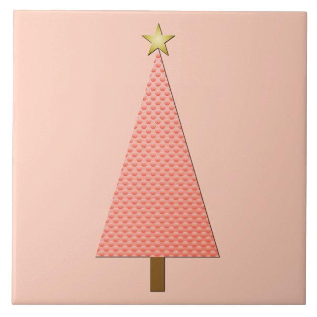 Coral Polka dot modern Julgran Kakelplatta (Framsidan)