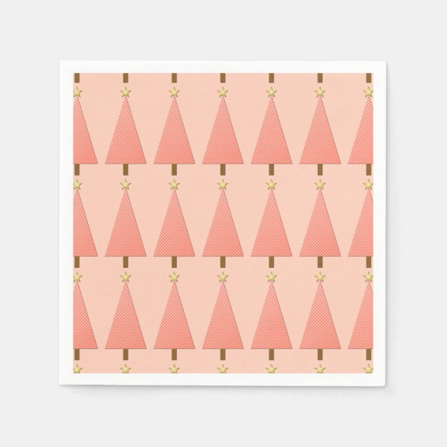 Coral Polka dot modern Julgran Pappersservett (Framsidan)