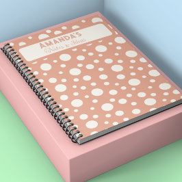 Coral Polka Dot Mönster - Custon namn Anteckningsbok