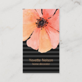 Coral Poppy Contemporary Black Visitkort