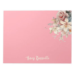 Coral Pretty Spring Floral Bouquet  Notepad Anteckningsblock