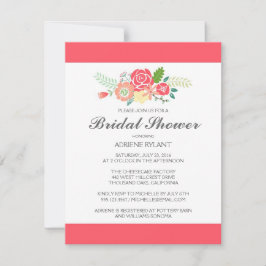 Coral Rand Blommigt Inbjudningskort för möhippan