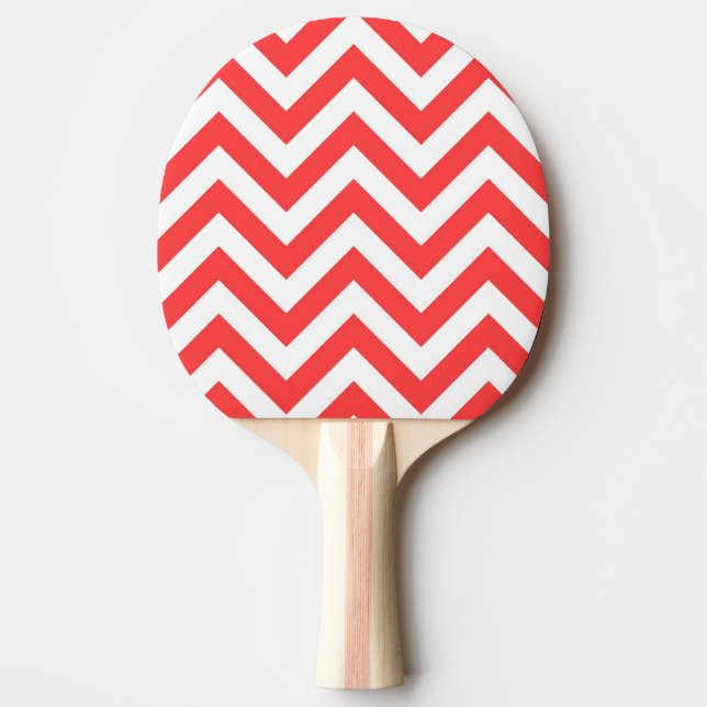 Coral Red and White Large Chevron ZigZag Mönster Pingisracket (Framsidan)