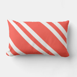 Coral Red and White Stripe Lumbarkudde