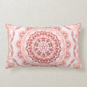 Coral Red Apricot Damask Mandala Lumbarkudde