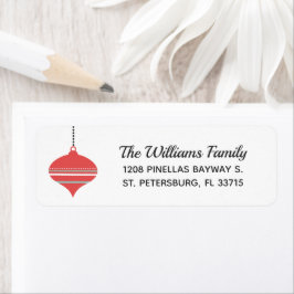 Coral Red Helgdag Ornament Retro Returadress Etikett