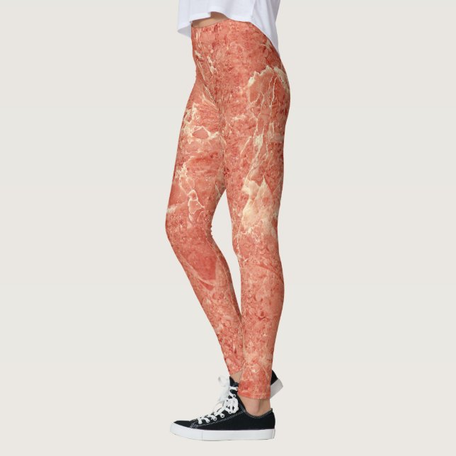 Coral Red Marble Struktur Leggings (Vänster)