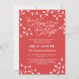 Coral Red Merry String Ljus jul Party Inbjudningar