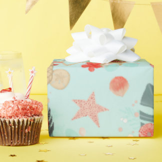 Coral Red och Mint Beach Mönster Presentpapper