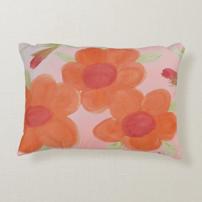 Coral Red och Orange Prydnadskudde (Baksidan)
