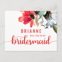 Coral Red Poppy Blommigt blir min bridesmaid
