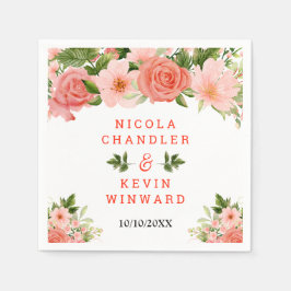 Coral Red Roses with Foliage Pappersservett