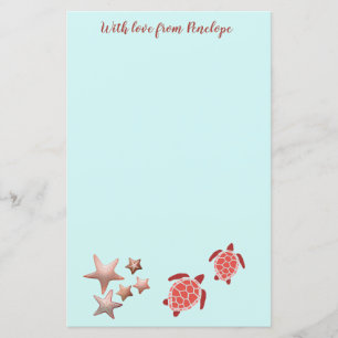 Coral Red Sea Turtles och Starfish med ditt namn