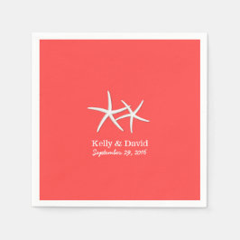 Coral Red Starfish Beach Wedding Pappersservett