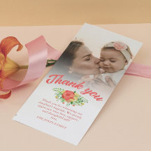 Coral Red Vår Bouquet Baptism Tack Photo