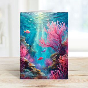 Coral Reef Abstrakt Ocean Modern Art Kort