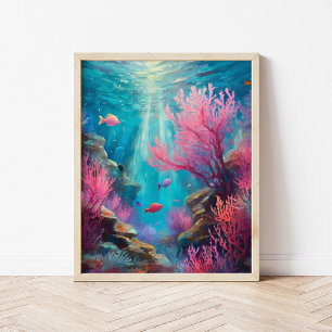 Coral Reef Abstrakt Ocean Modern Art Poster
