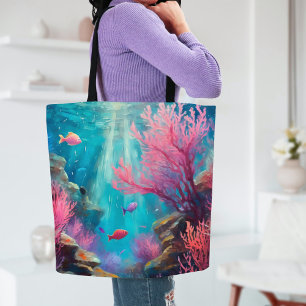 Coral Reef Abstrakt Ocean Modern Art Tygkasse