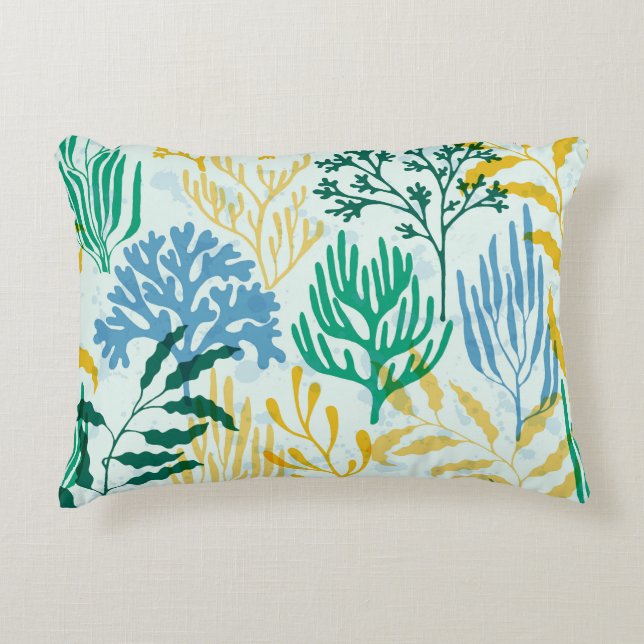 Coral Reef, Algae Seamless Mönster. Prydnadskudde (Framsidan)