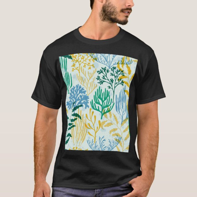 Coral Reef, Algae Seamless Mönster. T Shirt (Framsida)