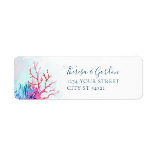 Coral Reef, Beach Adressetiketters Returadress Etikett