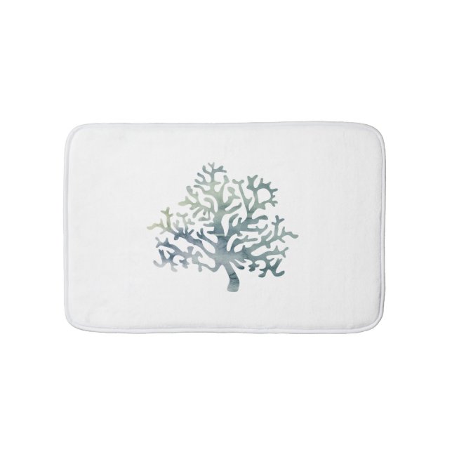 Coral Reef Blue Grönt White Bath Mat Badrumsmatta (Framsidan)