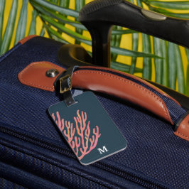 Coral Reef Blue Personlig Monogram Luggage Tag Bagagebricka