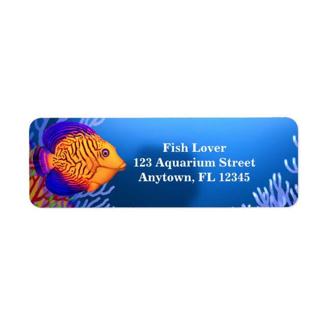 Coral Reef Chevron Tang Label Returadress Etikett (Framsidan)