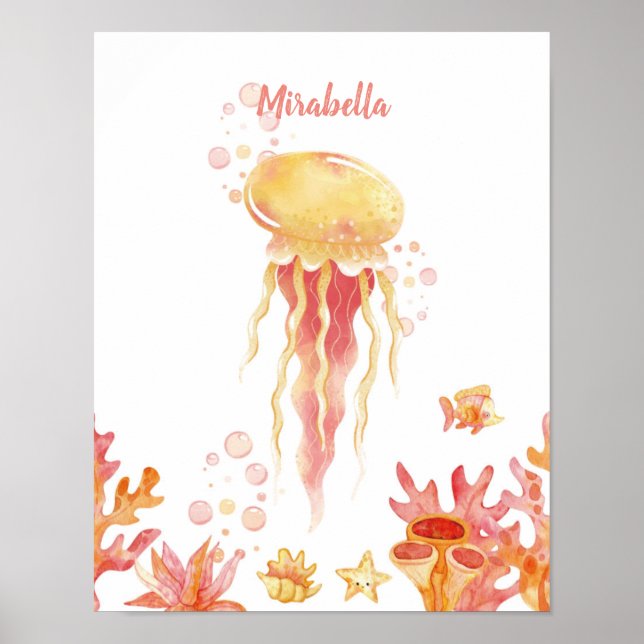 Coral Reef Dreams Jellyfish anpassade Poster (Framsidan)
