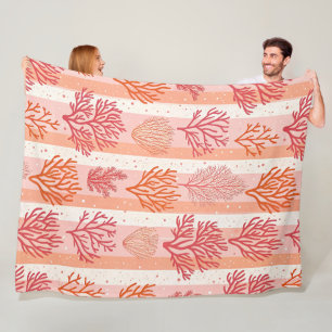 Coral Reef Dreams: Orange och Rosa Mönster Ull Fleecefilt