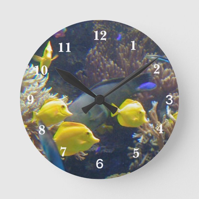 Coral Reef Fish Rund Klocka (Framsida)