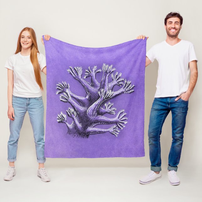 Coral Reef Lila Marine Biology Art Fleecefilt (På plats)