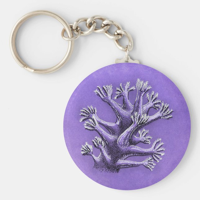 Coral Reef Lila Marine Biology Art Nyckelring (Framsidan)