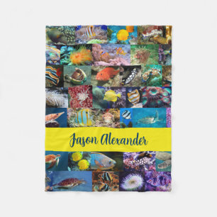 Coral Reef Marine Life Fish Animals Photos Collage Fleecefilt