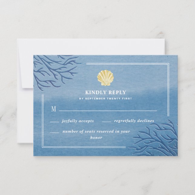 Coral Reef Seashell Beach Wedding OSA kort (Framsida)