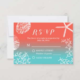 Coral Reef Starfish Beach Wedding OSA Response Kort