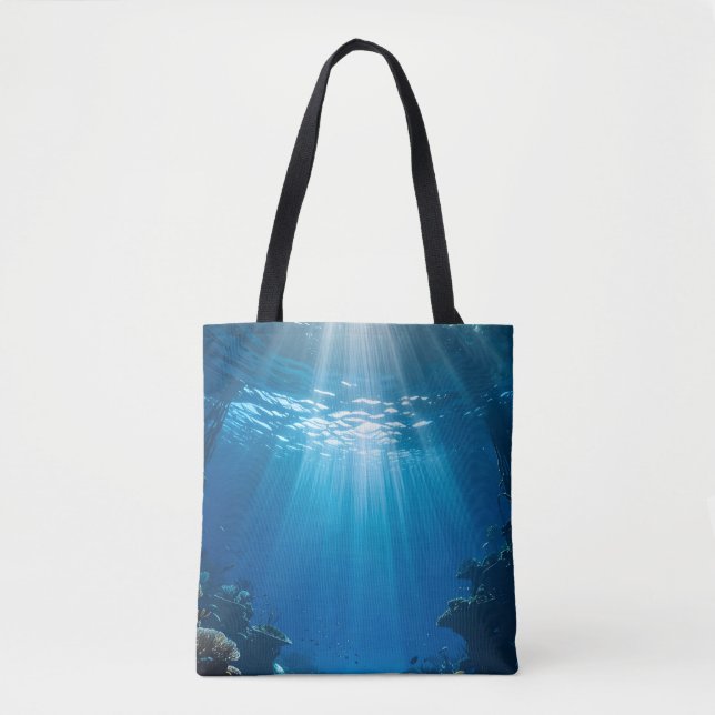 Coral Reef Sunbeams Underwater Tote Bag Tygkasse (Framsida)