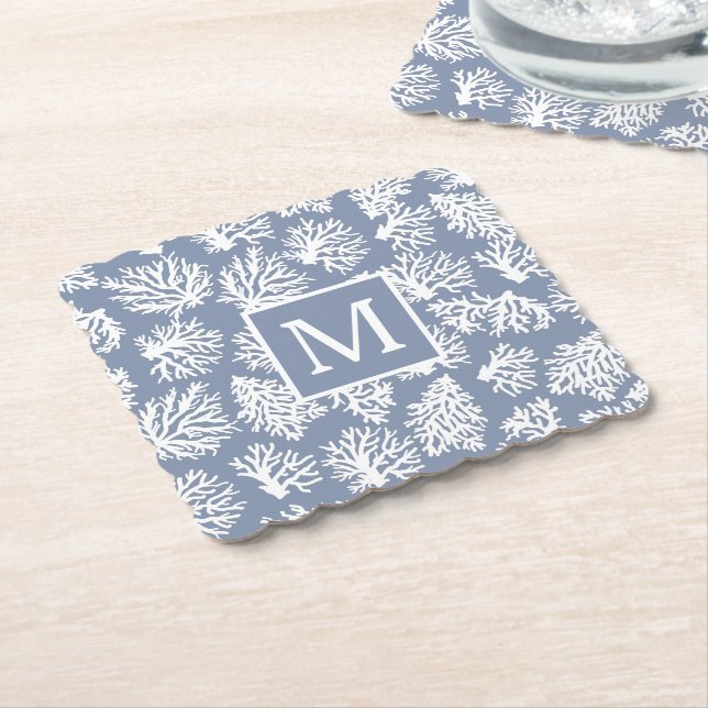 Coral Reefs, sommarstrandmonogram utomhus Underlägg Papper (Vinklad)