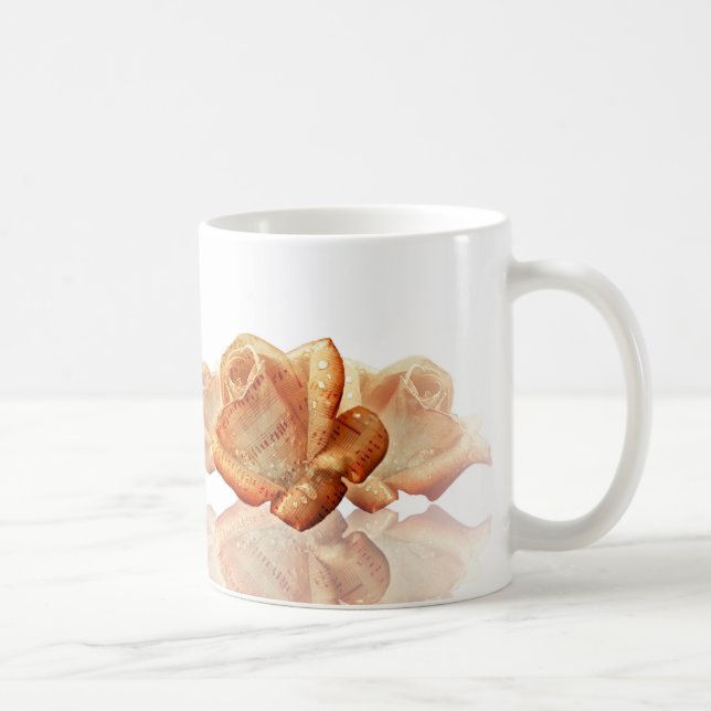 Coral Ro Blommar med Lakan Music Kaffemugg (Höger)