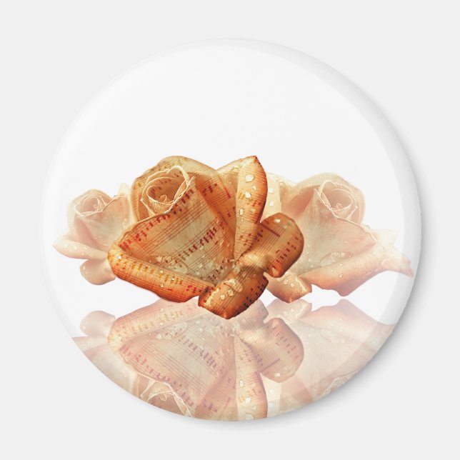 Coral Ro Blommar med Lakan Music Magnet (Framsidan)