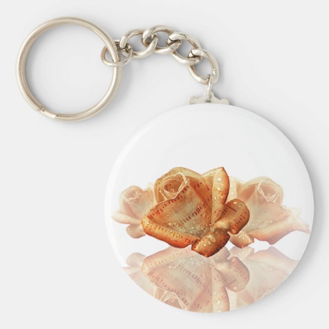 Coral Ro Blommar med Lakan Music Nyckelring (Framsidan)