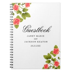Coral Ro Flower Bröllop - Guestbook Anteckningsbok