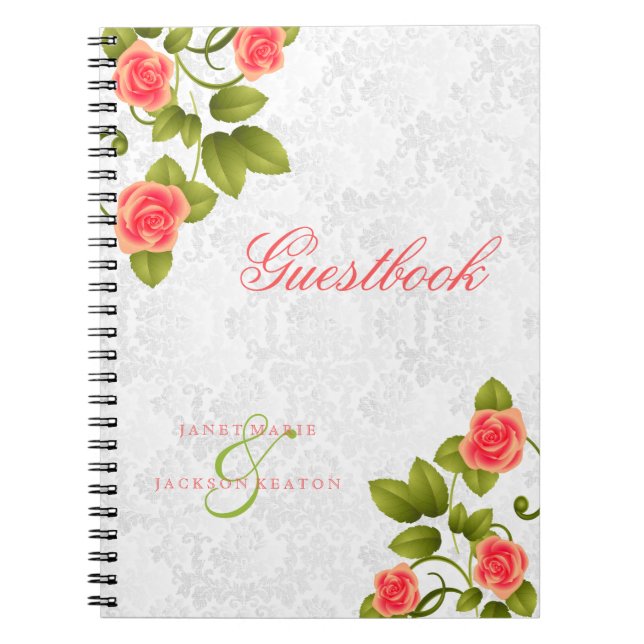 Coral Ro Flowers - Guestbook Anteckningsbok (Framsidan)