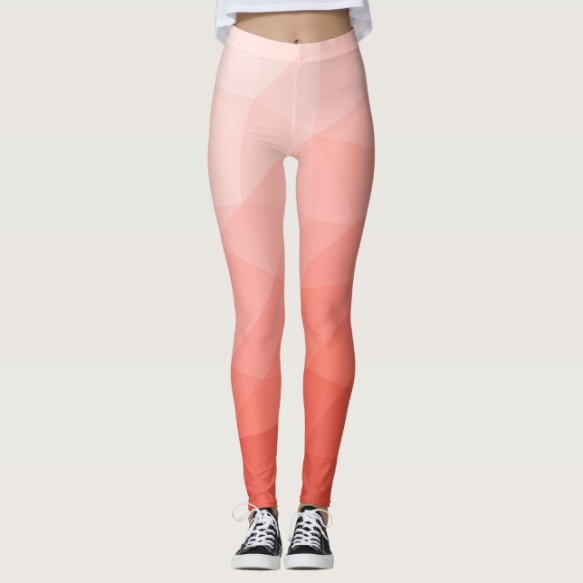 Coral ro, geometrisk maskstorlek mönster leggings (Framsida)