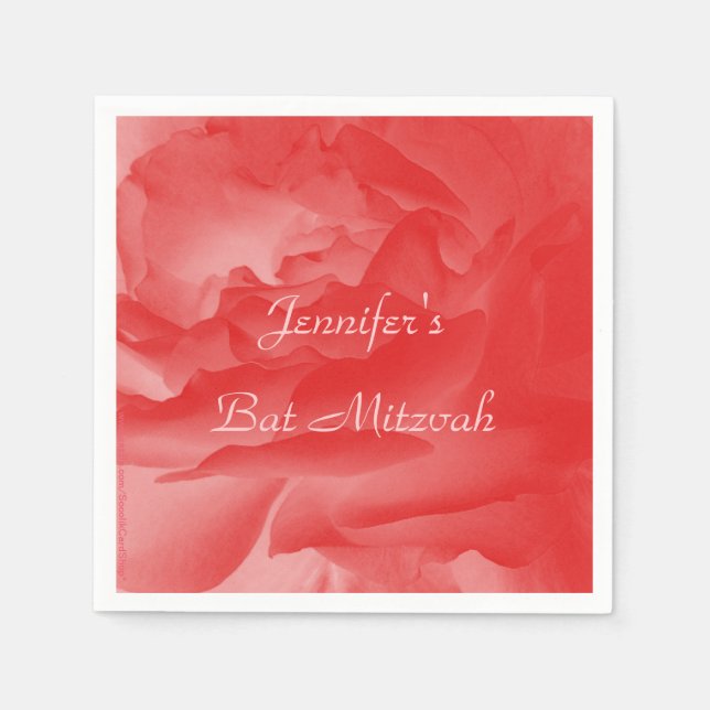 Coral Ro Papper Napkins, Bat mitzvah Pappersservett (Framsidan)