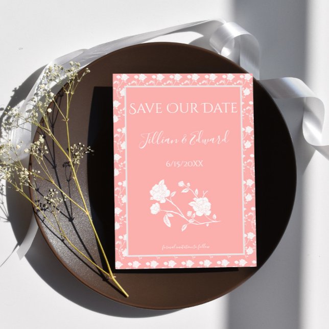 Coral Ro Spara datum meddelande (Coral Rose Save the Date)