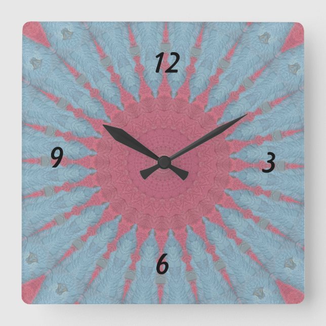 Coral Ro Starburst Fyrkantig Klocka (Framsida)