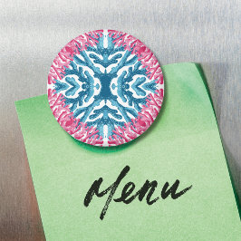 Coral Rococo i Rosa och Aqua Alternativ 3 Magnet